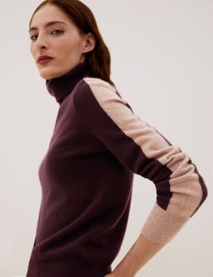 

Autograph Jersey con mangas con vuelta de rayas 100% cashmereWomens - Burgundy Mix, Burgundy Mix