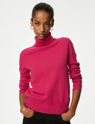 Pure Cashmere Roll Neck Jumper