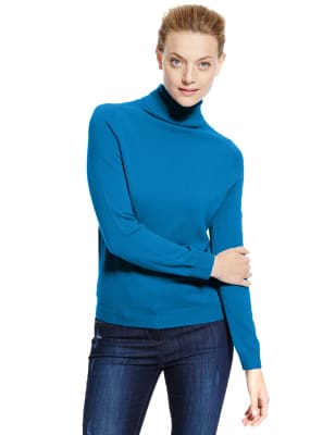 

Womens Autograph Pure Cashmere Roll Neck Jumper - Blue, Blue