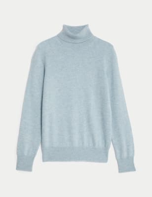 Pure Cashmere Roll Neck Longline Jumper