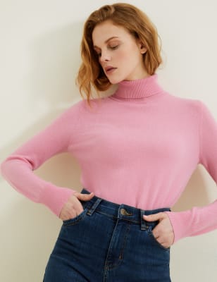 

Womens Autograph Pure Cashmere Roll Neck Jumper - Petal Pink, Petal Pink