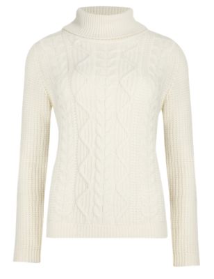Pure Cashmere Cable Knit Polo Neck Jumper | M&S Collection | M&S