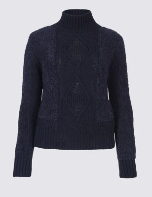 Boucle Turtle Neck Long Sleeve Jumper | M&S Collection | M&S