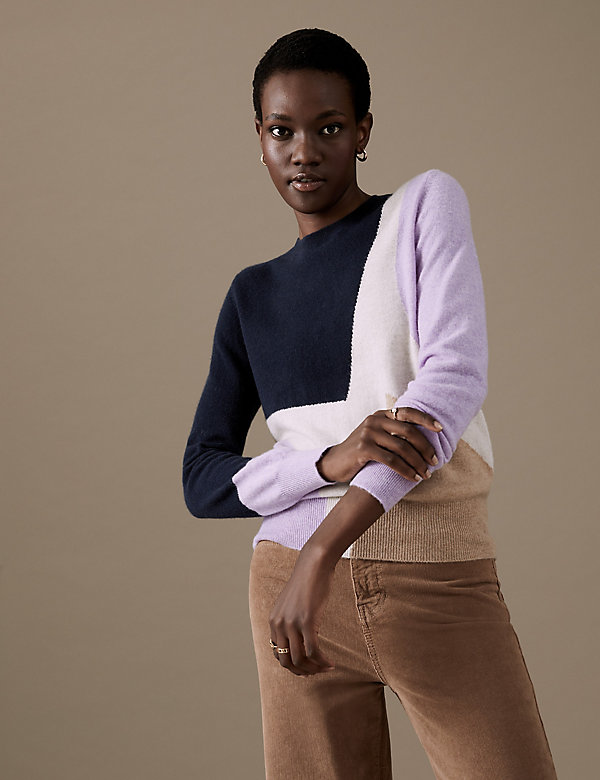 Pure Cashmere Colour Block Relaxed Jumper