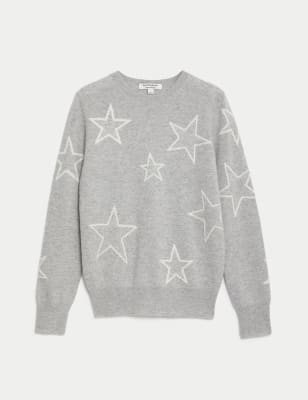 Pure Cashmere Star Crew Neck Jumper
