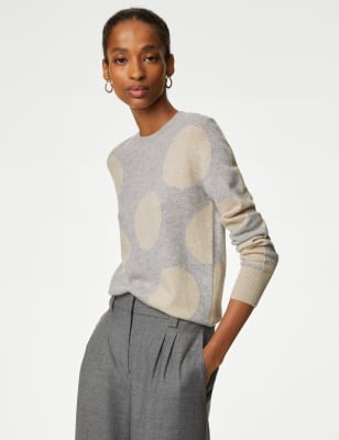 

Womens Autograph Cashmere Rich Sparkly Spot Print Jumper - Grey Mix, Grey Mix