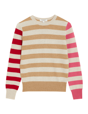 

Womens Autograph Pure Cashmere Striped Jumper - Pink Mix, Pink Mix