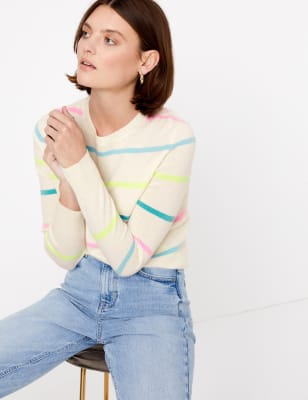 Trui van zuiver kasjmier met verschillende strepen