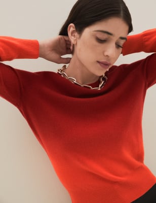 

Womens Autograph Pure Cashmere Ombre Crew Neck Jumper - Orange Mix, Orange Mix