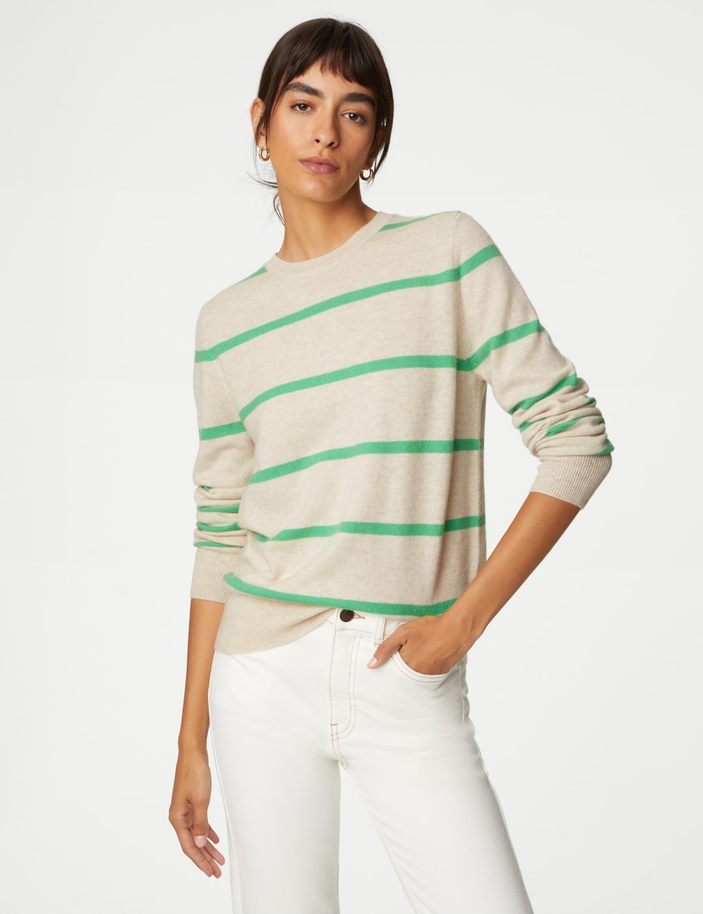Pure Cashmere Striped Crew Neck Jumper image 4