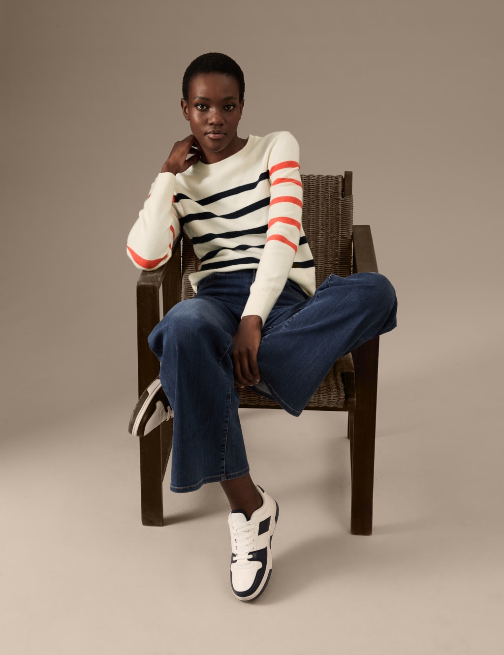 Pure Cashmere Striped Crew Neck Jumper image 1