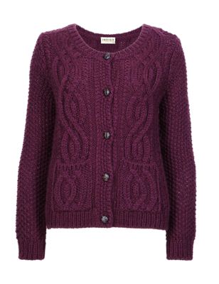 Cable Knit Cardigan with Wool | Indigo Collection | M&S