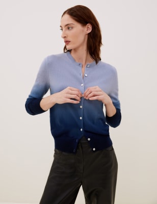

Autograph Cárdigan 100% cashmere de varios tonos con escote cerradoWomens - Medium Blue Mix, Medium Blue Mix