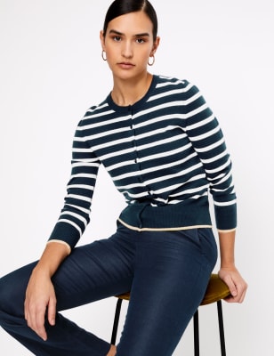 Gestreept vest van zuiver kasjmier met normale pasvorm