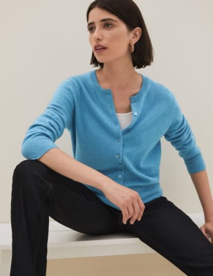 

Womens Autograph Pure Cashmere Crew Neck Cardigan - Aqua, Aqua