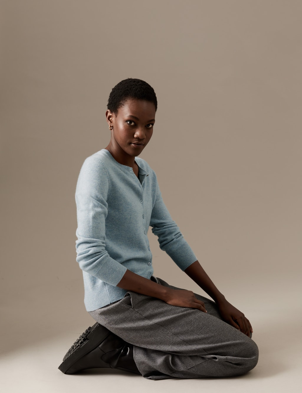 Pure Cashmere Crew Neck Cardigan image 5