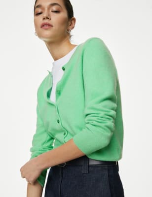 

Womens Autograph Pure Cashmere Crew Neck Cardigan - Fresh Mint, Fresh Mint