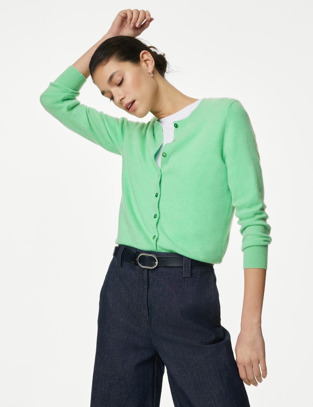 Pure Cashmere Crew Neck Cardigan image 3