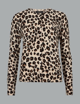 Animal print 2025 cashmere cardigan