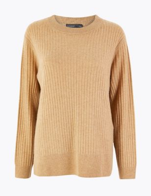 Pure Cashmere Relaxed Ribbed Jumper | Autograph | M&S