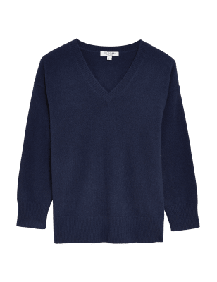 

Womens Autograph Pure Cashmere V-Neck Relaxed Jumper - Medium Navy, Medium Navy