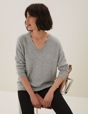 Pure Cashmere V-Neck Relaxed Jumper | M&S US