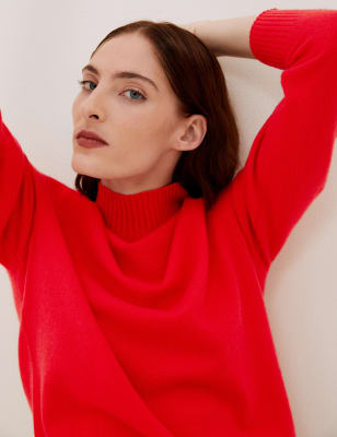 

Womens Autograph Pure Cashmere Funnel Neck Relaxed Jumper - Chilli, Chilli