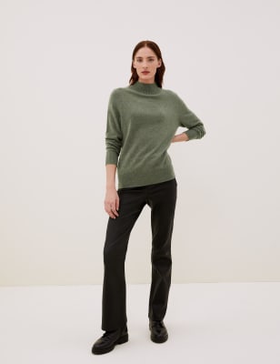

Autograph Jersey informal 100% cashmere con cuello chimeneaWomens - Dark Khaki, Dark Khaki