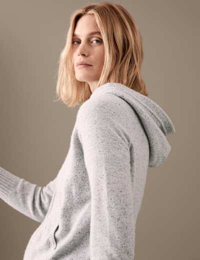 Pure Cashmere Textured Relaxed Hoodie