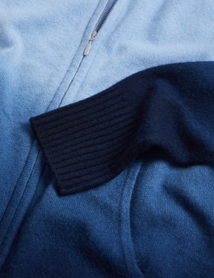 

Womens Autograph Hoodie aus reinem Cashmere mit Ombremuster und Reißverschluss - Blue Mix, Blue Mix
