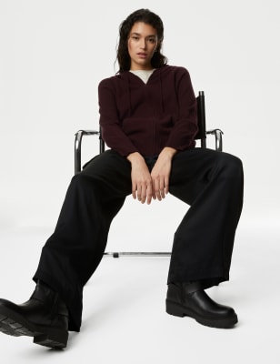 

Autograph Sudadera con capucha informal 100% cashmere de puntoWomens - Dark Burgundy, Dark Burgundy