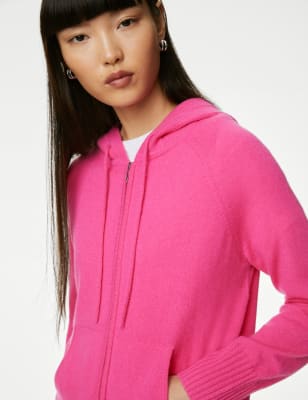 

Womens Autograph Pure Cashmere Knitted Relaxed Hoodie - Fuchsia, Fuchsia