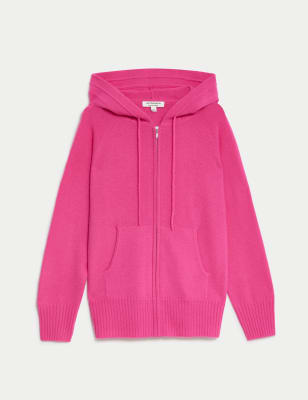 

Womens Autograph Pure Cashmere Knitted Relaxed Hoodie - Fuchsia, Fuchsia