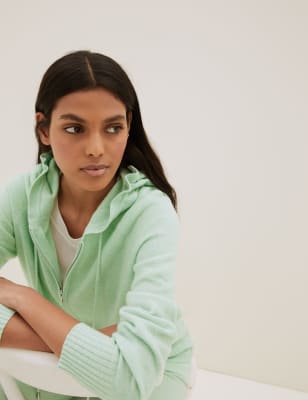

Autograph Sudadera con capucha informal 100% cashmere de puntoWomens - Light Green, Light Green