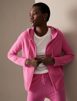 

Womens Autograph Pure Cashmere Knitted Relaxed Hoodie - Blossom, Blossom