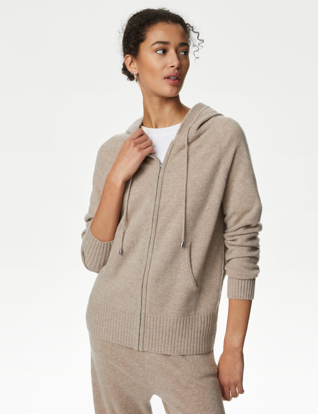 Pure Cashmere Knitted Relaxed Hoodie image 3