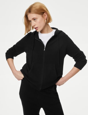 Black cashmere 2024 zip up hoodie