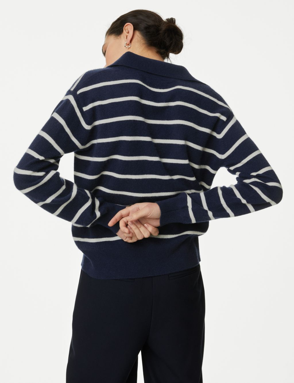 Pure Cashmere Striped Collared Jumper image 5