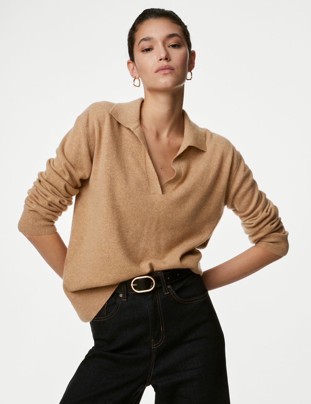 Pure Cashmere Collared Relaxed Jumper image 3