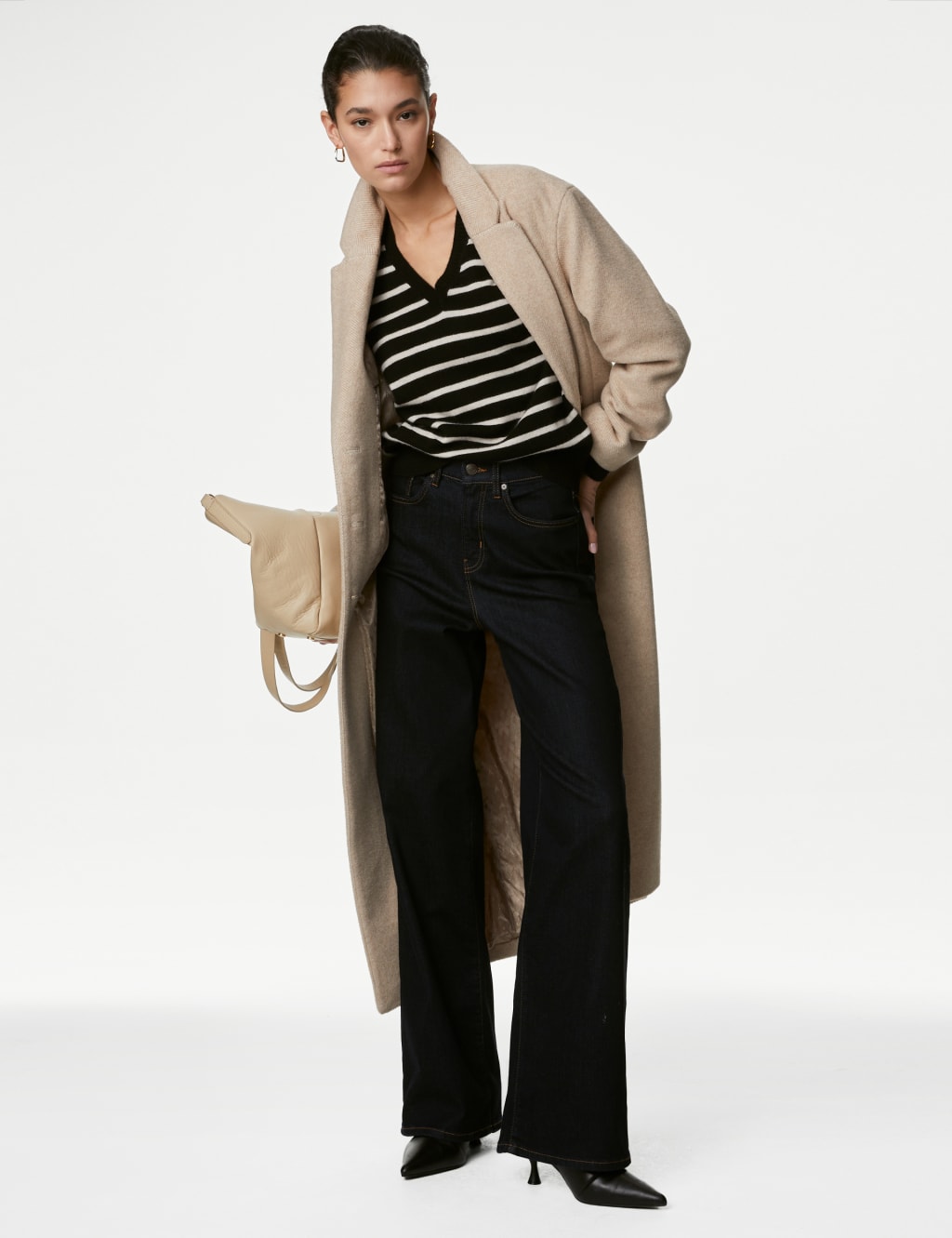 Pure Cashmere Striped V-Neck Jumper image 3