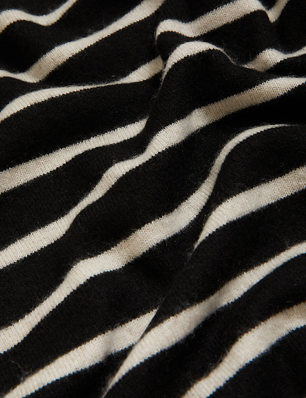 Pure Cashmere Striped V-Neck Jumper - TN