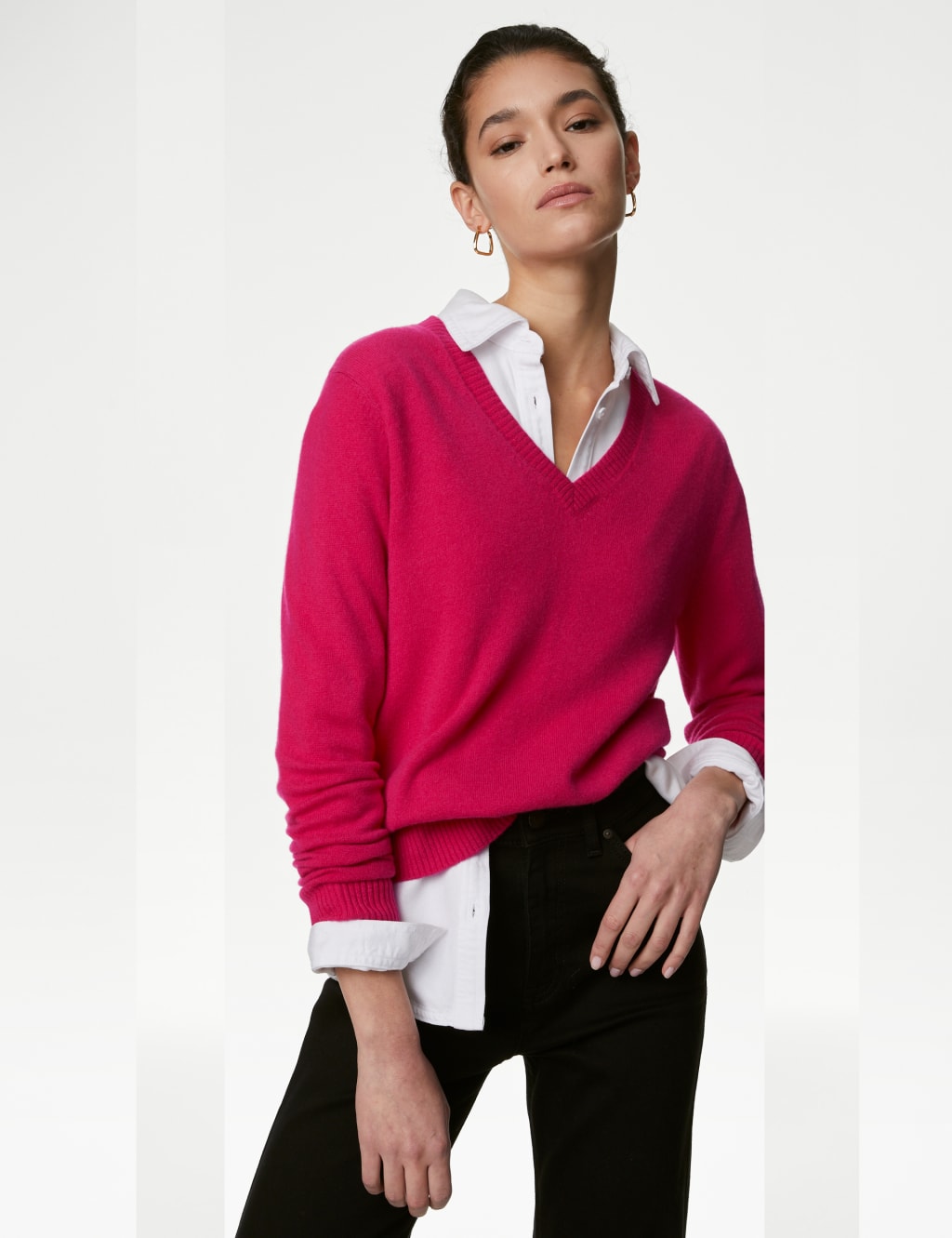 Pure Cashmere V-Neck Jumper image 3