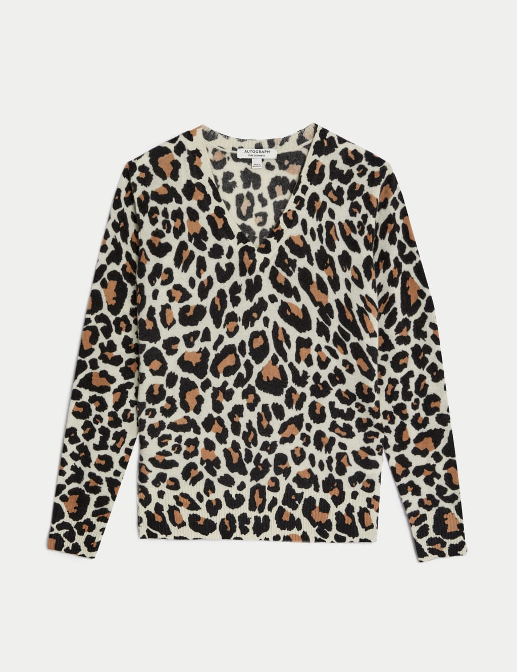 Pure Cashmere Animal Print V-Neck Jumper image 2
