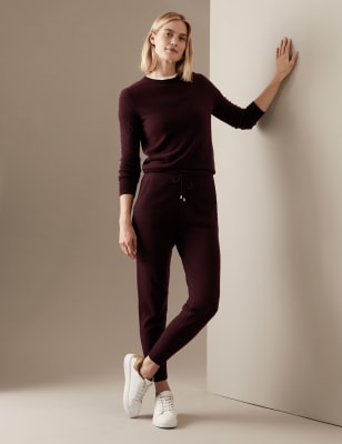 

Womens Autograph Pure Cashmere Tapered Ankle Grazer Joggers - Dark Burgundy, Dark Burgundy