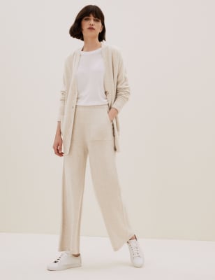 

Autograph Pantalón de punto 100% cashmere de pata anchaWomens - Oatmeal, Oatmeal