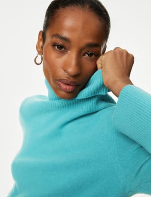 

Womens Autograph Pure Cashmere Roll Neck Longline Jumper - Turquoise, Turquoise