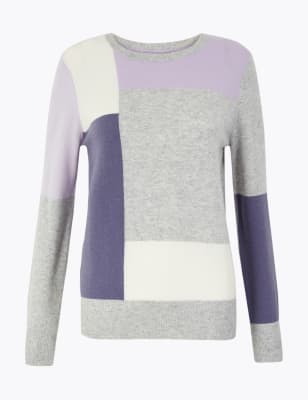 Marks and spencer colour hotsell block jumper