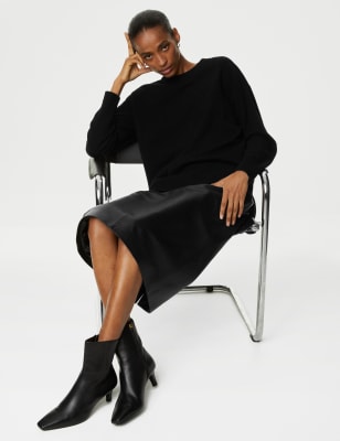 

Autograph Jersey largo 100% cashmere acanaladoWomens - Black, Black