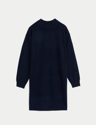Pure Cashmere Crew Neck Mini Knitted Dress