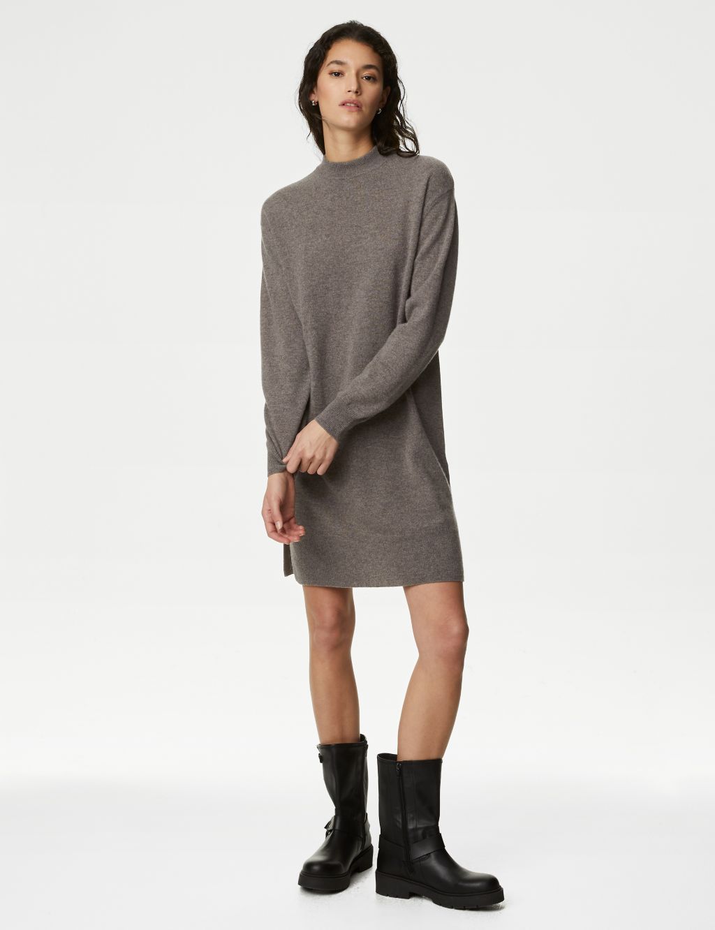 Pure Cashmere Crew Neck Mini Knitted Dress image 4